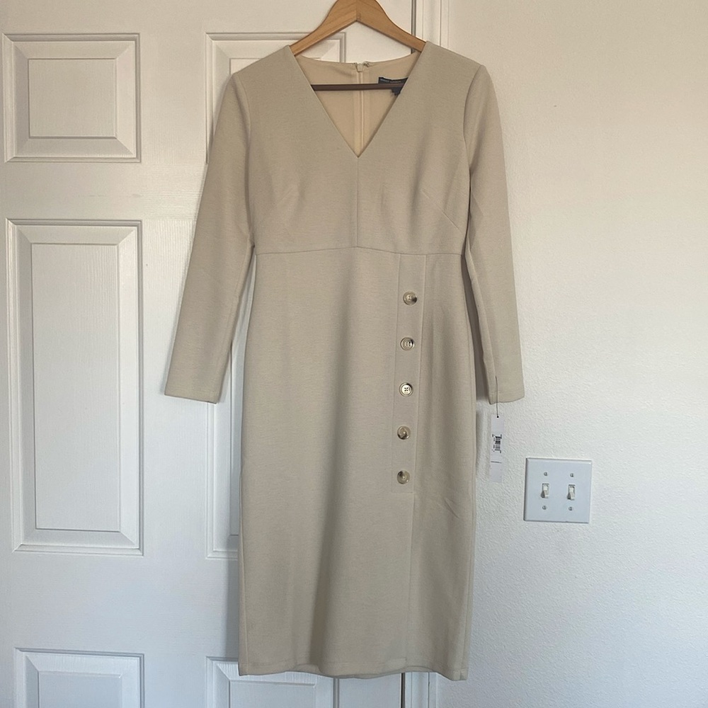 Maggie London NWT Classic Cream Structured Midi Dress.